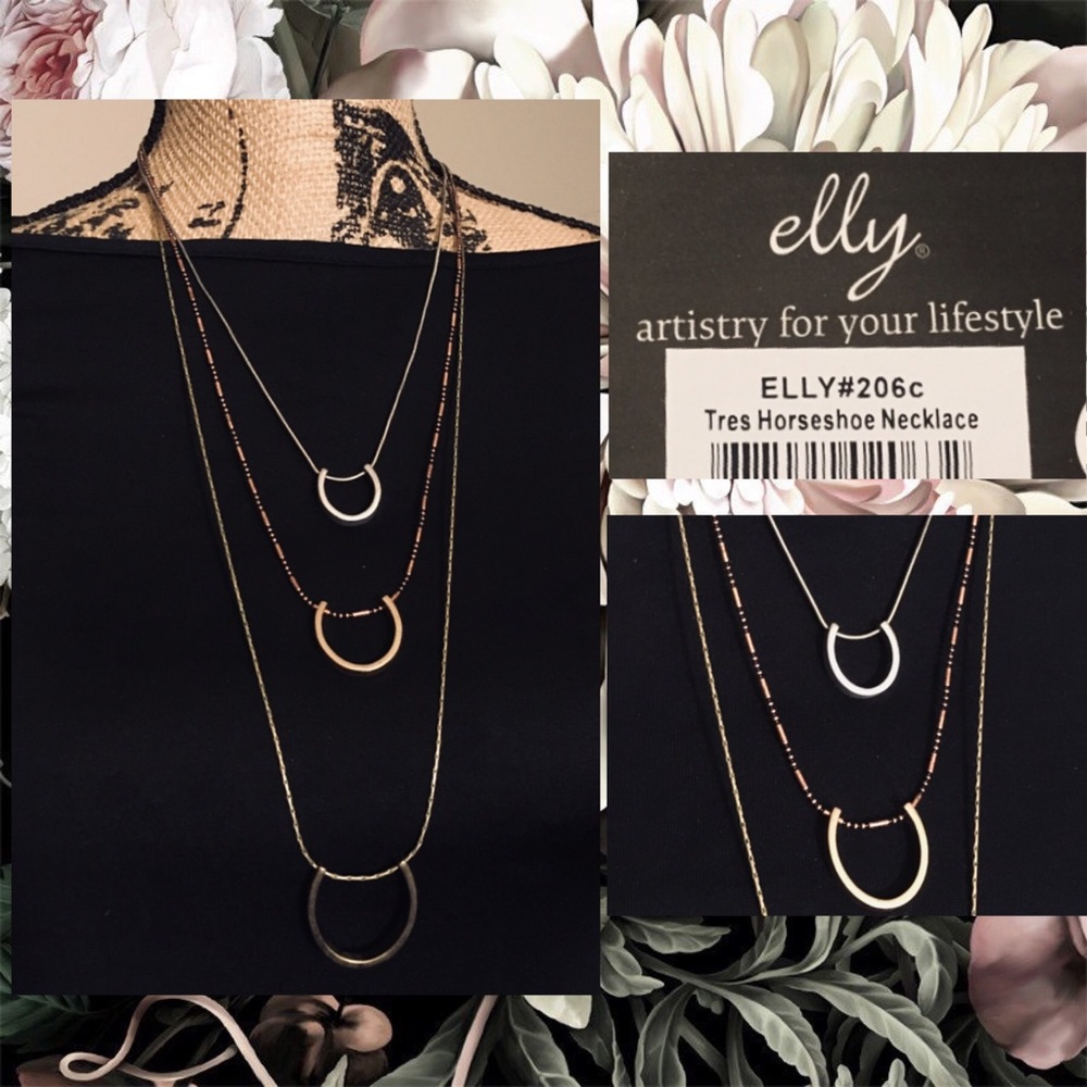 3-$20 🆕 3 Row Multi Horseshoe Pendant Waterfall Necklace